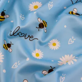 FS1007 Bee Lover Scuba Stretch Knit Fabric Baby Blue