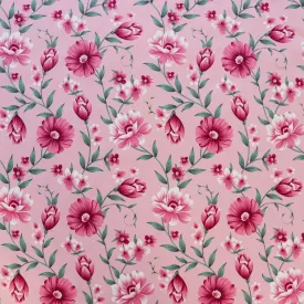 FS1178 Pretty Pink Floral Print Scuba Stretch Knit Fabric