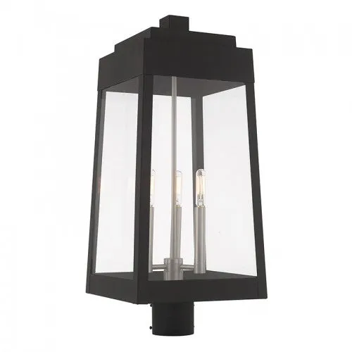 3 Lt Black Post Top Lantern