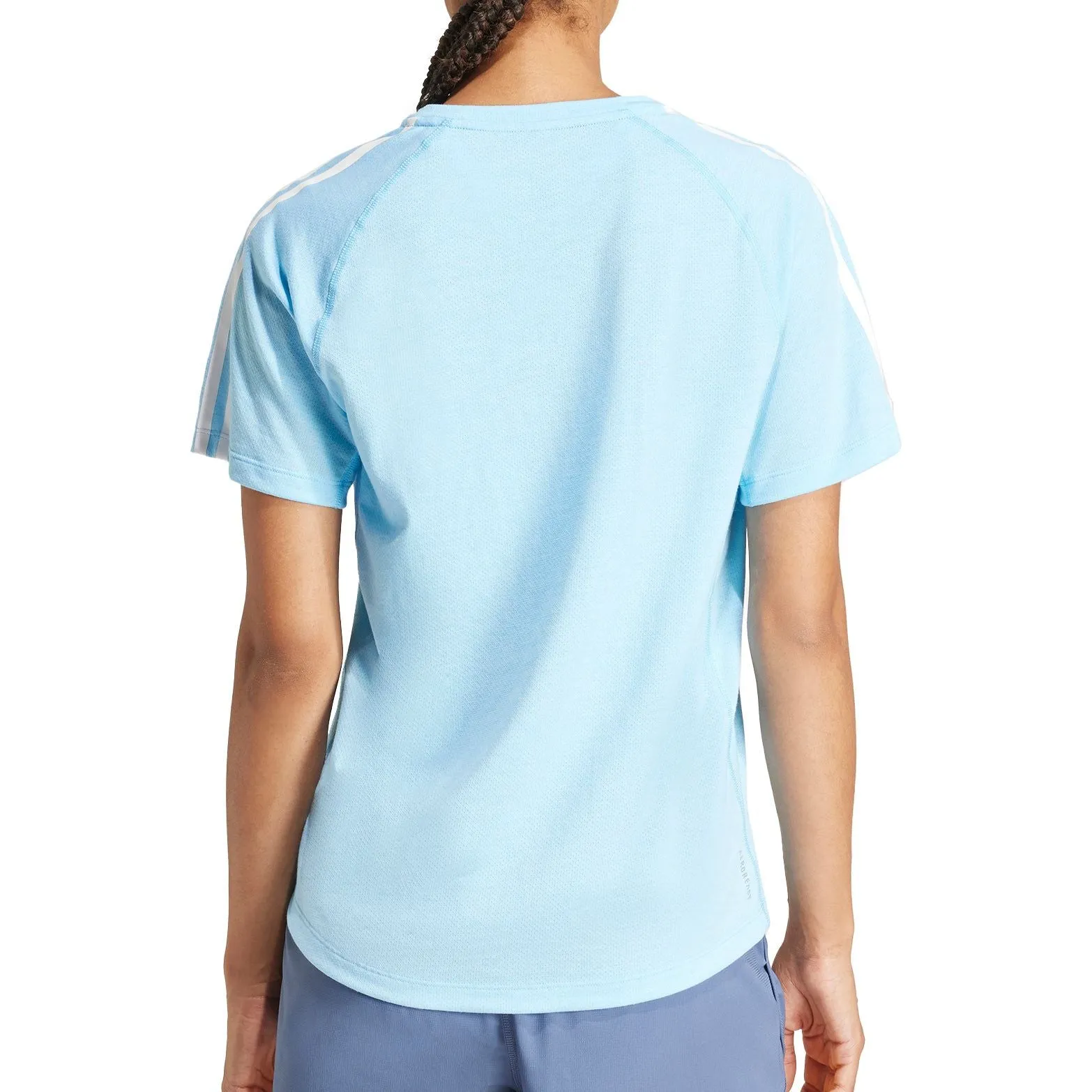 adidas Own The Run 3 Stripes Short Sleeve Womens Running Top - Blue