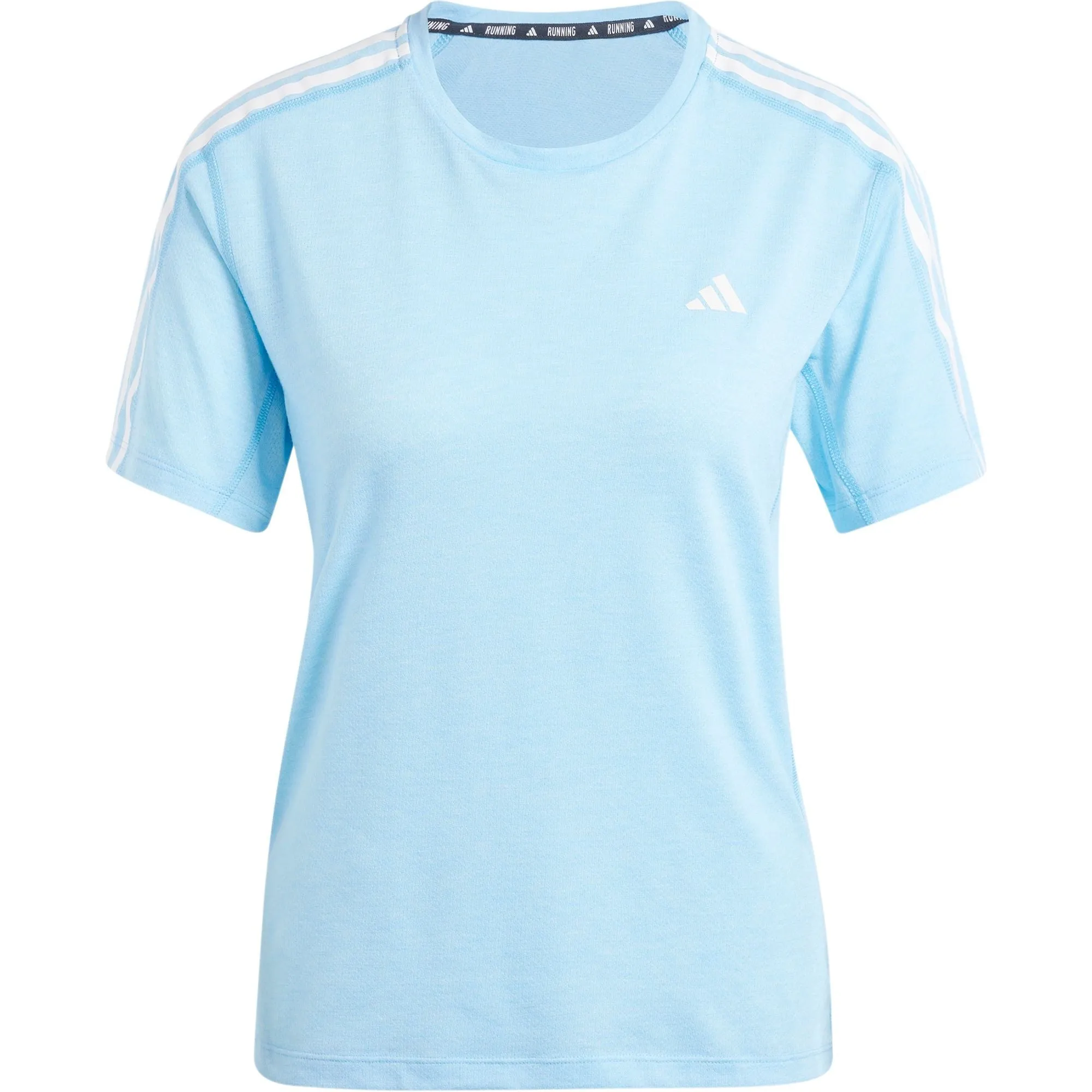 adidas Own The Run 3 Stripes Short Sleeve Womens Running Top - Blue