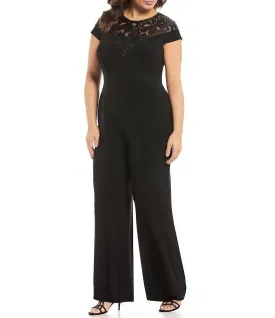 Adrianna Papell AP1E204345 W Long Cap Sleeve Plus Size Pant Suit