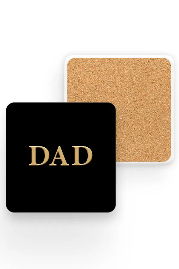 Alphabet Lux Dad Drinks Coaster (Black)