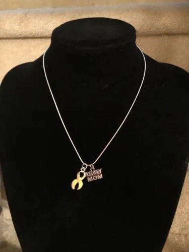 ARMY MOM Necklace Patriotic Ribbon Support Military Yellow Ribbon New