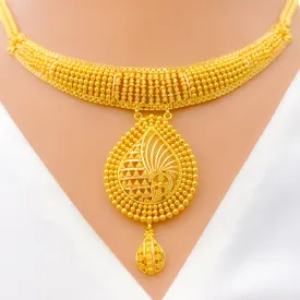 Attractive Beaded 22k Gold Drop Necklace Set