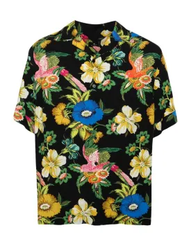 Black Floral Camp Shirt