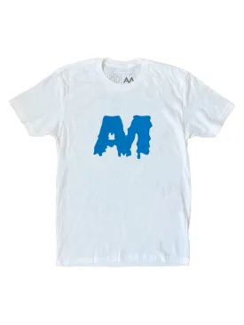 Blue Drip Tee in White