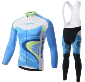 Blue Green Crooked Road Long Sleeve Cycling Jersey Set