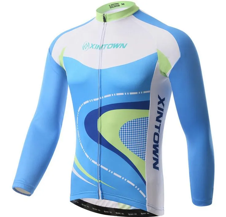 Blue Green Crooked Road Long Sleeve Cycling Jersey Set