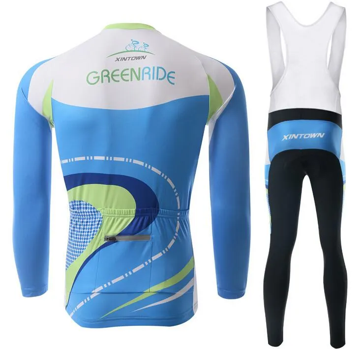 Blue Green Crooked Road Long Sleeve Cycling Jersey Set