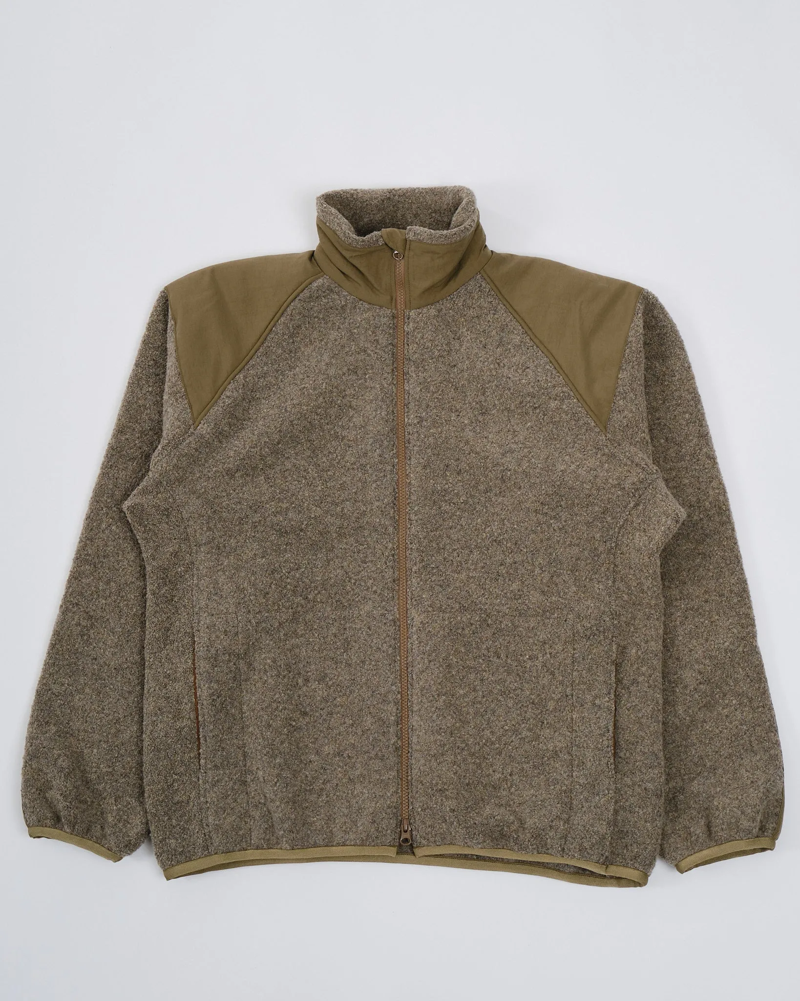 Boiled Wool Zip Up Sweater Coyote