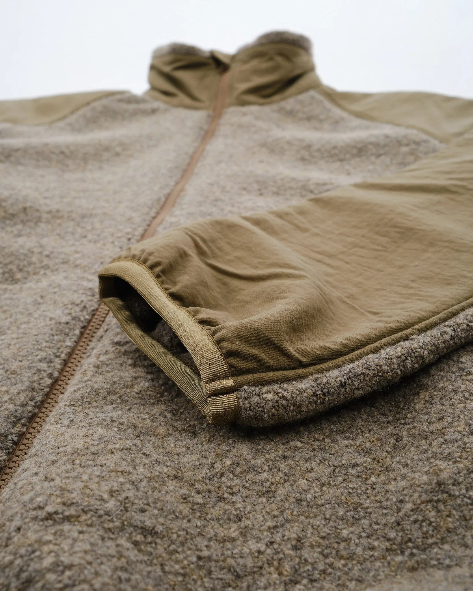 Boiled Wool Zip Up Sweater Coyote