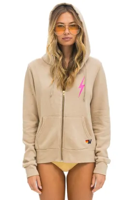 BOLT 2 HOODIE - SAND //  NEON PINK