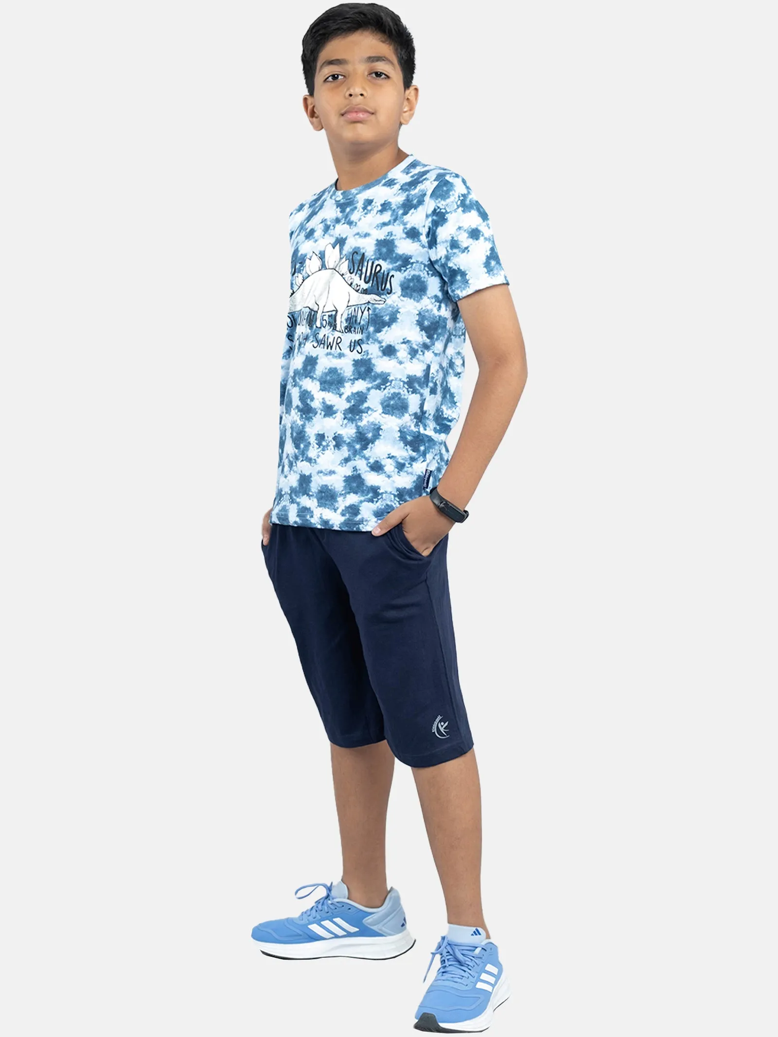 Boys Tie & Dye Printed Tee & Knit Basic Short Sets