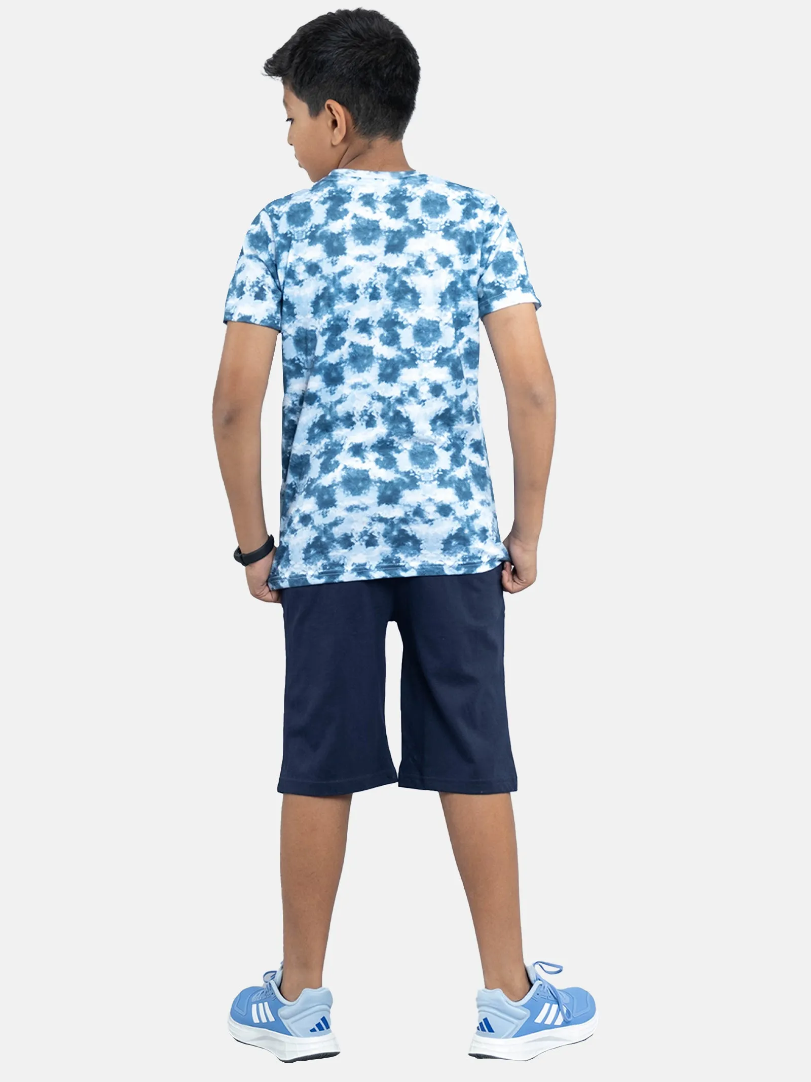 Boys Tie & Dye Printed Tee & Knit Basic Short Sets