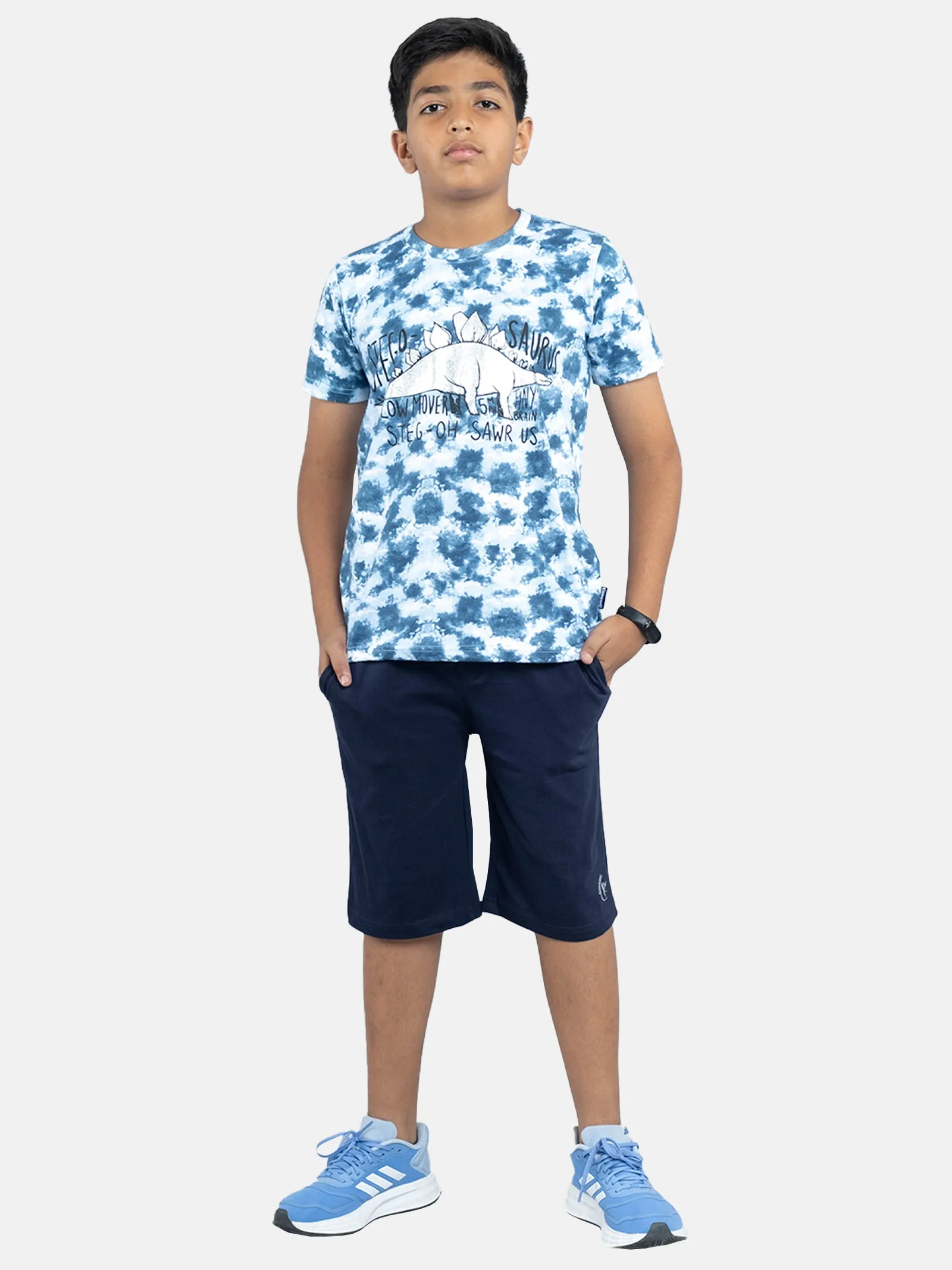 Boys Tie & Dye Printed Tee & Knit Basic Short Sets