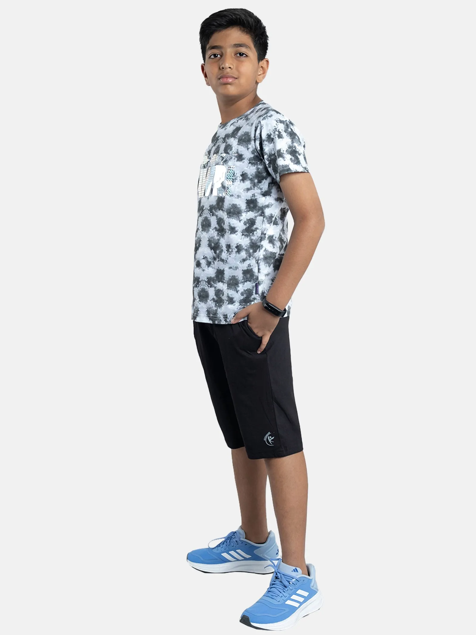 Boys Tie & Dye Printed Tee & Knit Basic Short Sets