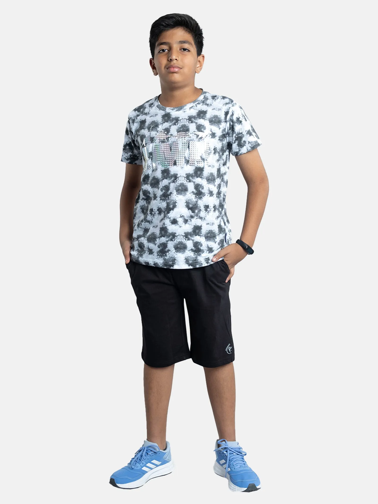 Boys Tie & Dye Printed Tee & Knit Basic Short Sets