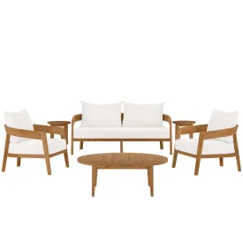 Brisbane 6-Piece Teak Wood Outdoor Patio Outdoor Patio Set By Modway - EEI-5833 - Natural White