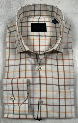 Calder Carmel Luxury 100's Melange Peached Twill Herringbone Sport Shirt in Ember