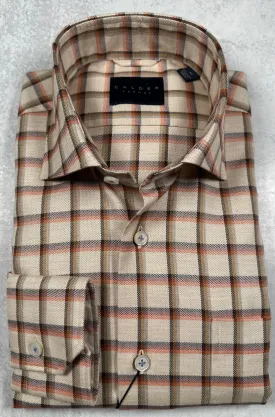 Calder Carmel Ultimate Brushed Oxford Windowpane Sport Shirt in Ember