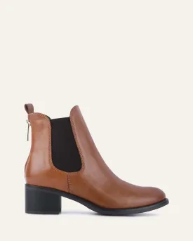 CLAIRE MID ANKLE BOOTS BRANDY LEATHER