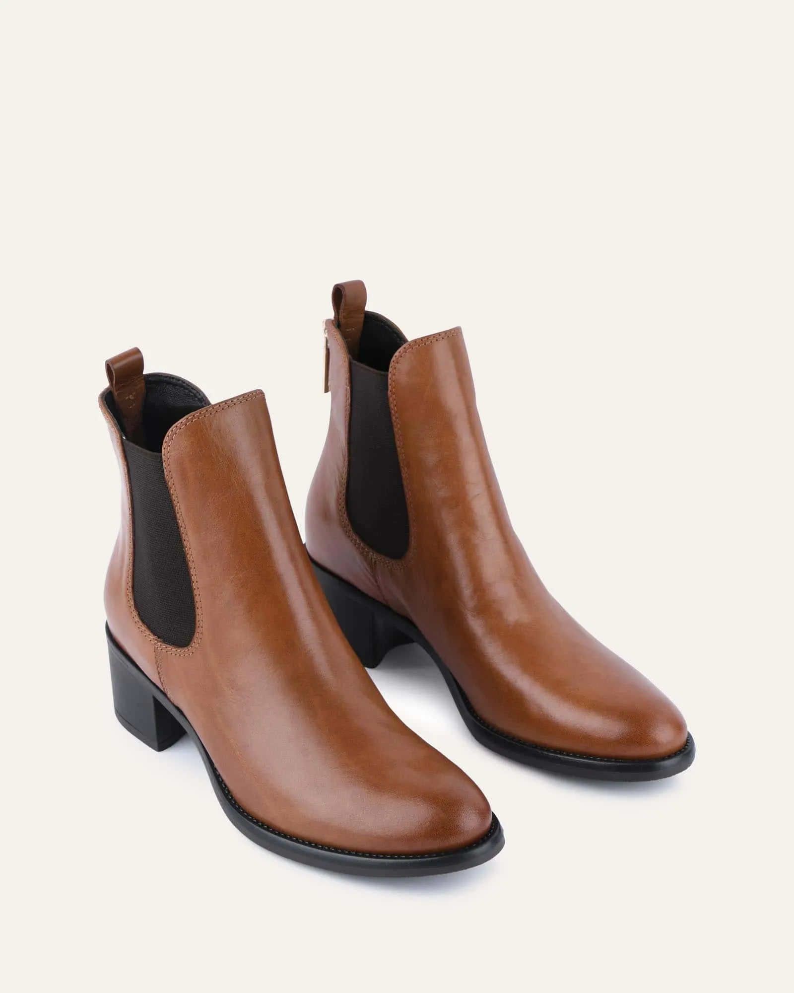 CLAIRE MID ANKLE BOOTS BRANDY LEATHER