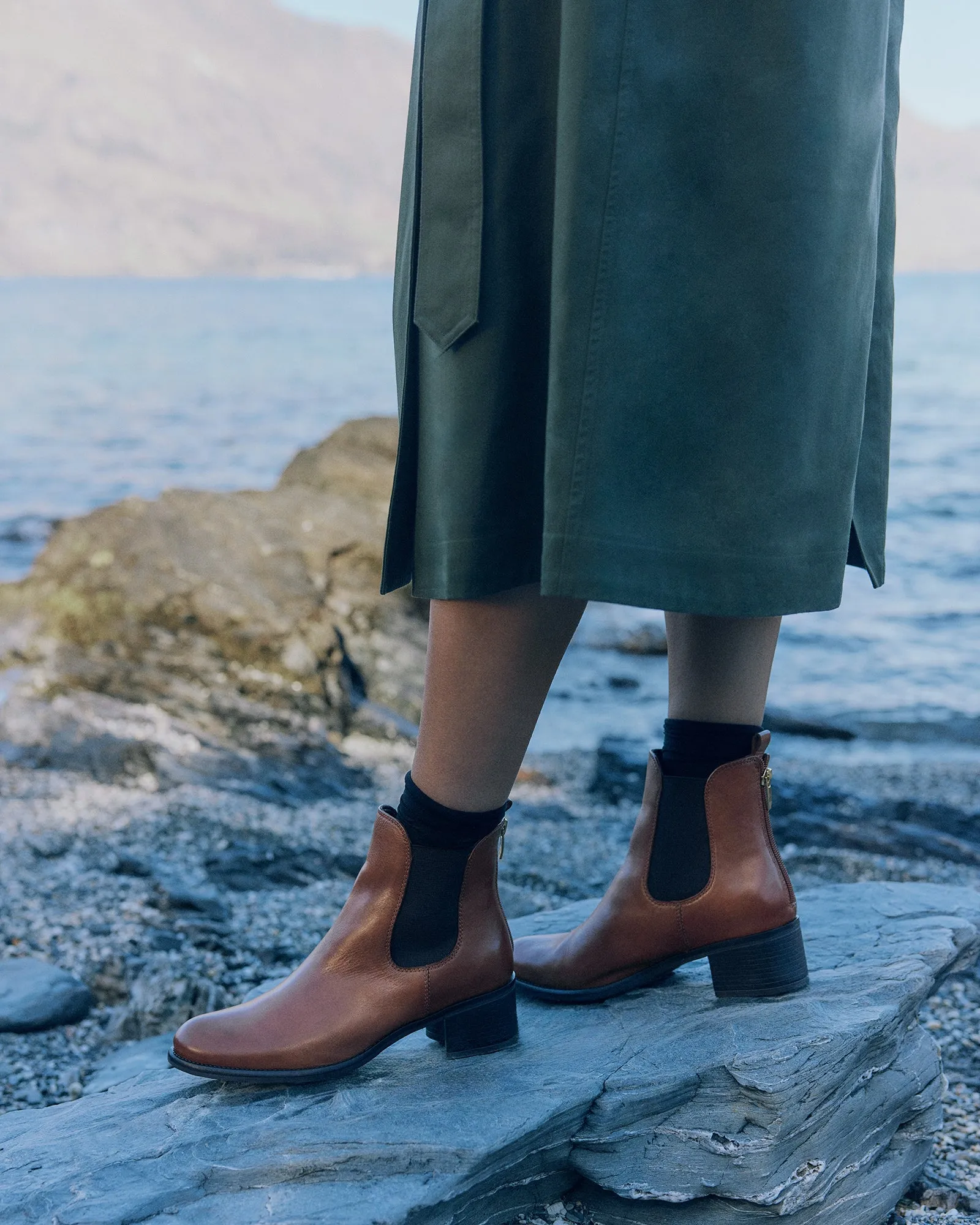 CLAIRE MID ANKLE BOOTS BRANDY LEATHER