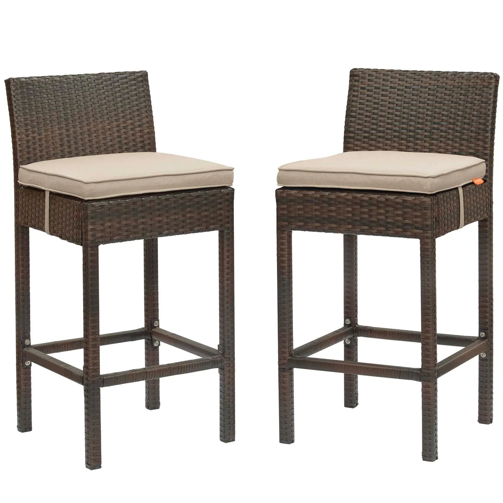 Conduit Bar Stool Outdoor Patio Wicker Rattan Set of 2