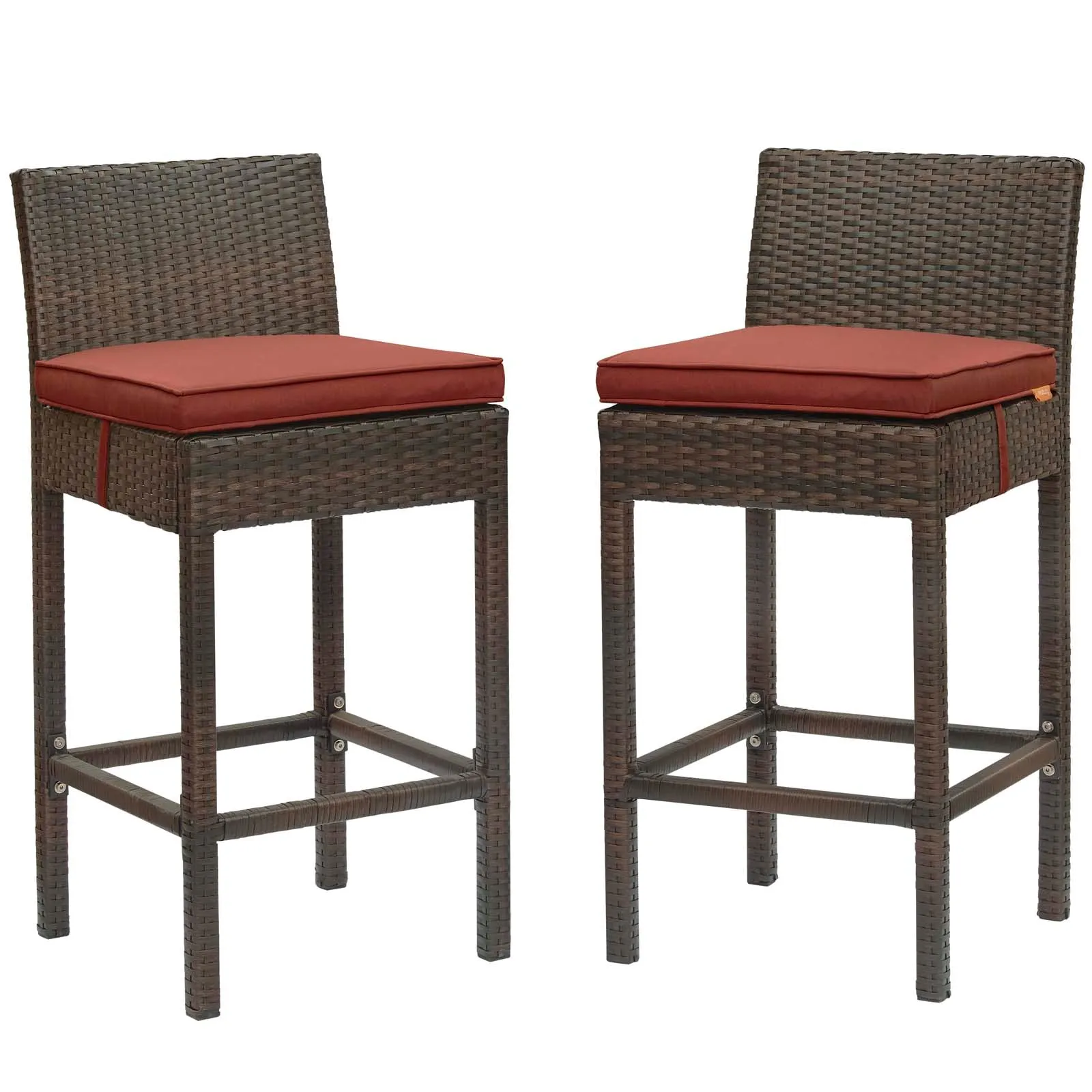 Conduit Bar Stool Outdoor Patio Wicker Rattan Set of 2