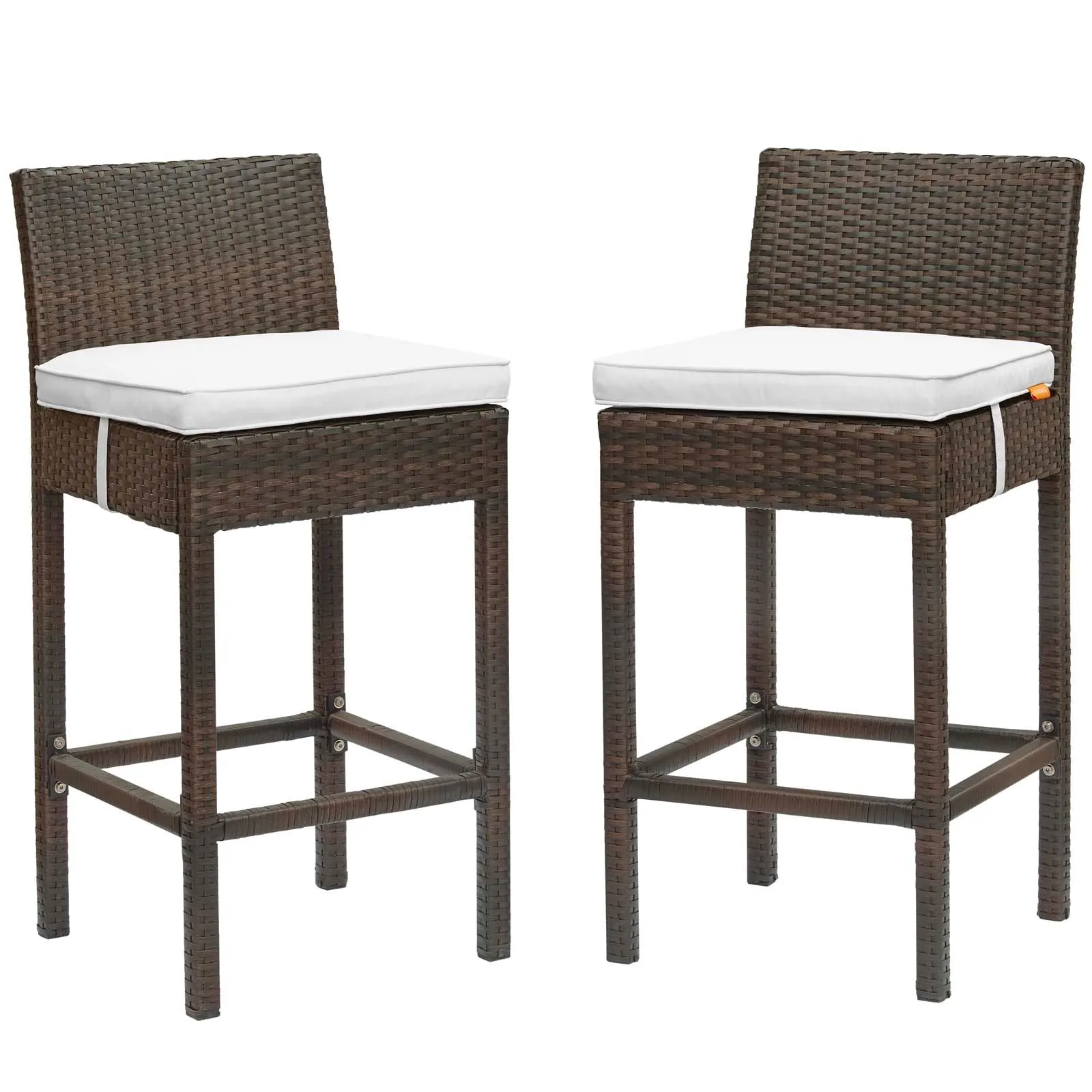 Conduit Bar Stool Outdoor Patio Wicker Rattan Set of 2