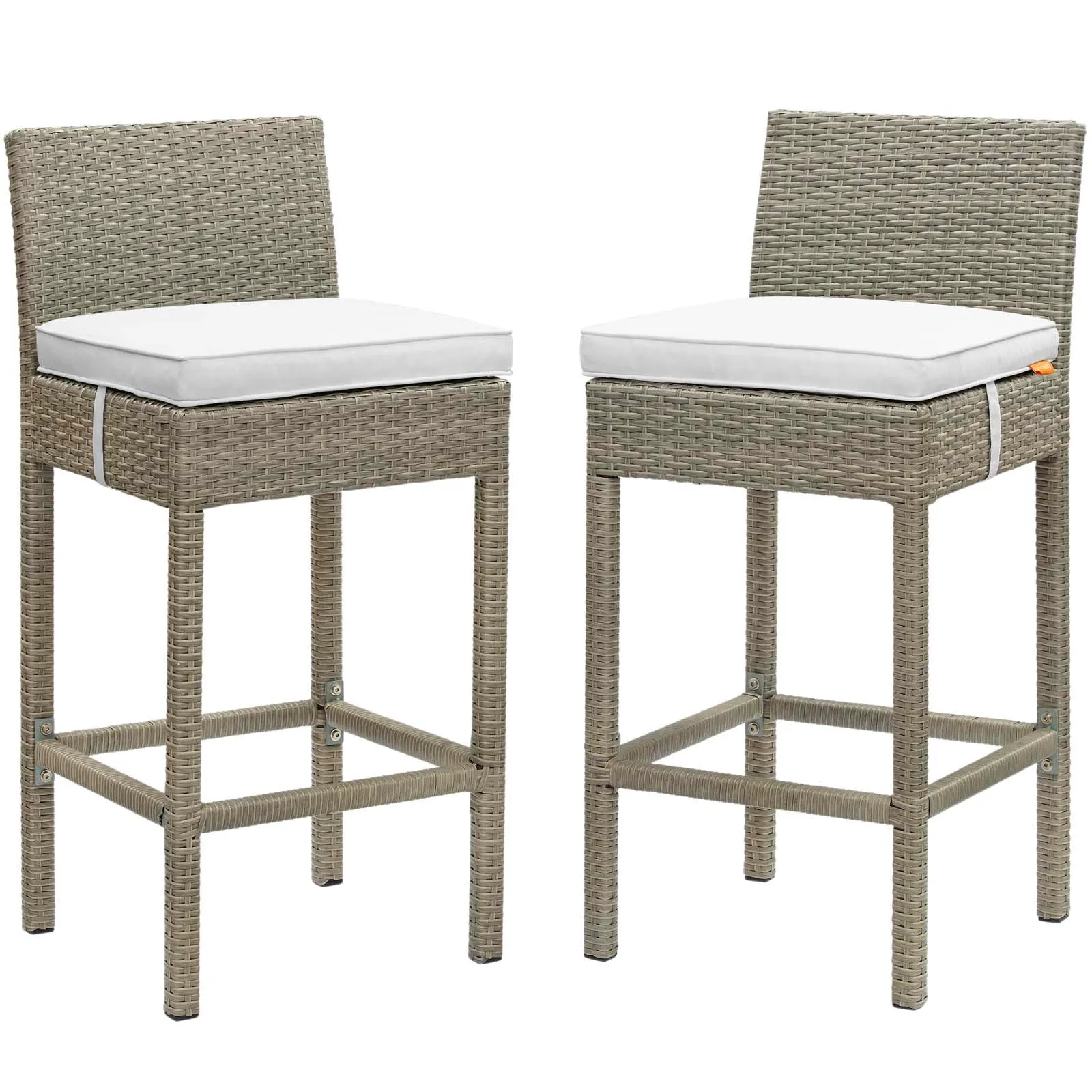 Conduit Bar Stool Outdoor Patio Wicker Rattan Set of 2