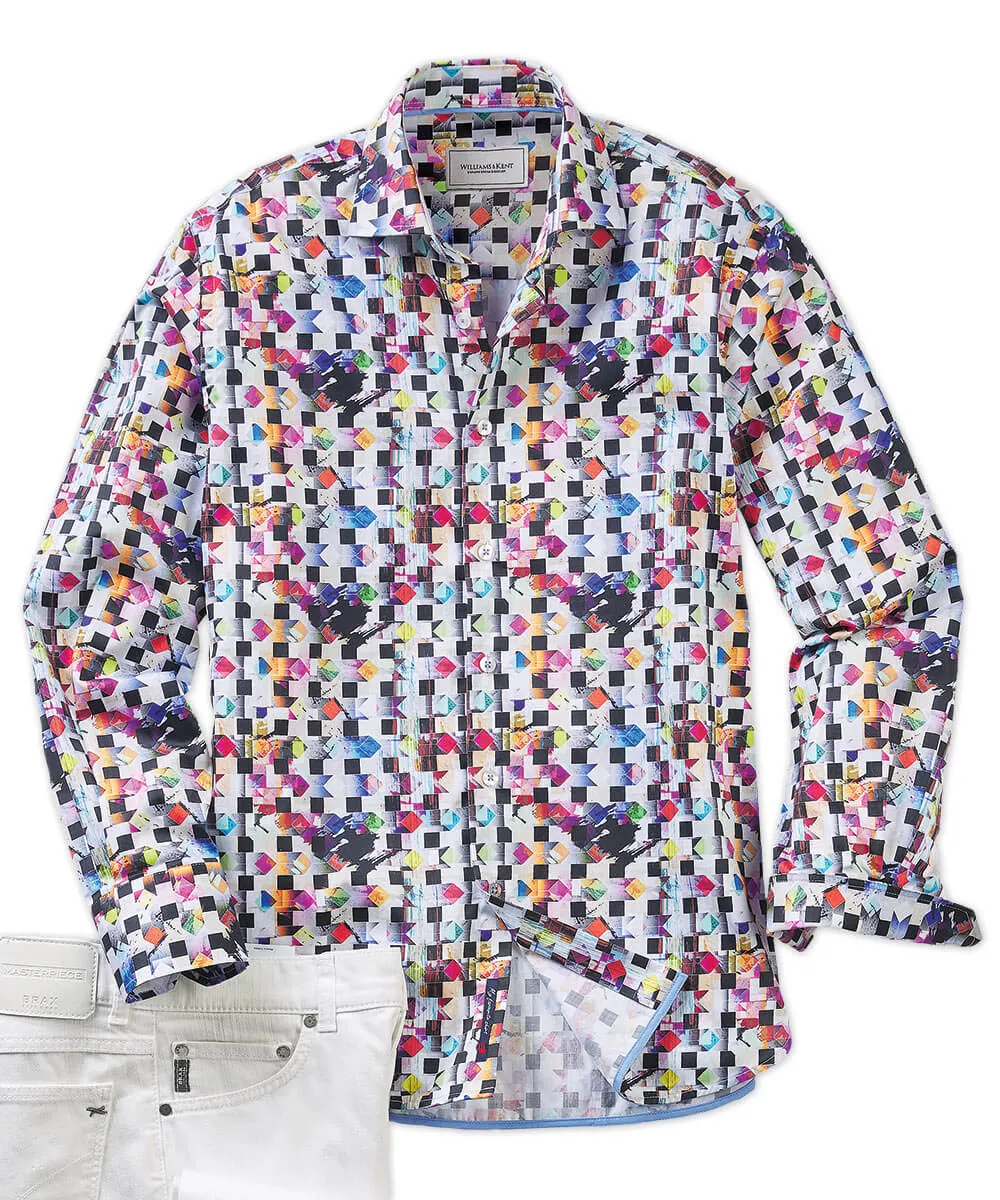 Diamond Geometric Long Sleeve Sport Shirt