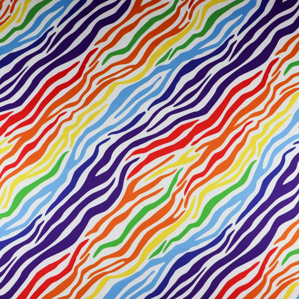 FS1013 Zebra Scuba Stretch Knit Fabric Rainbow