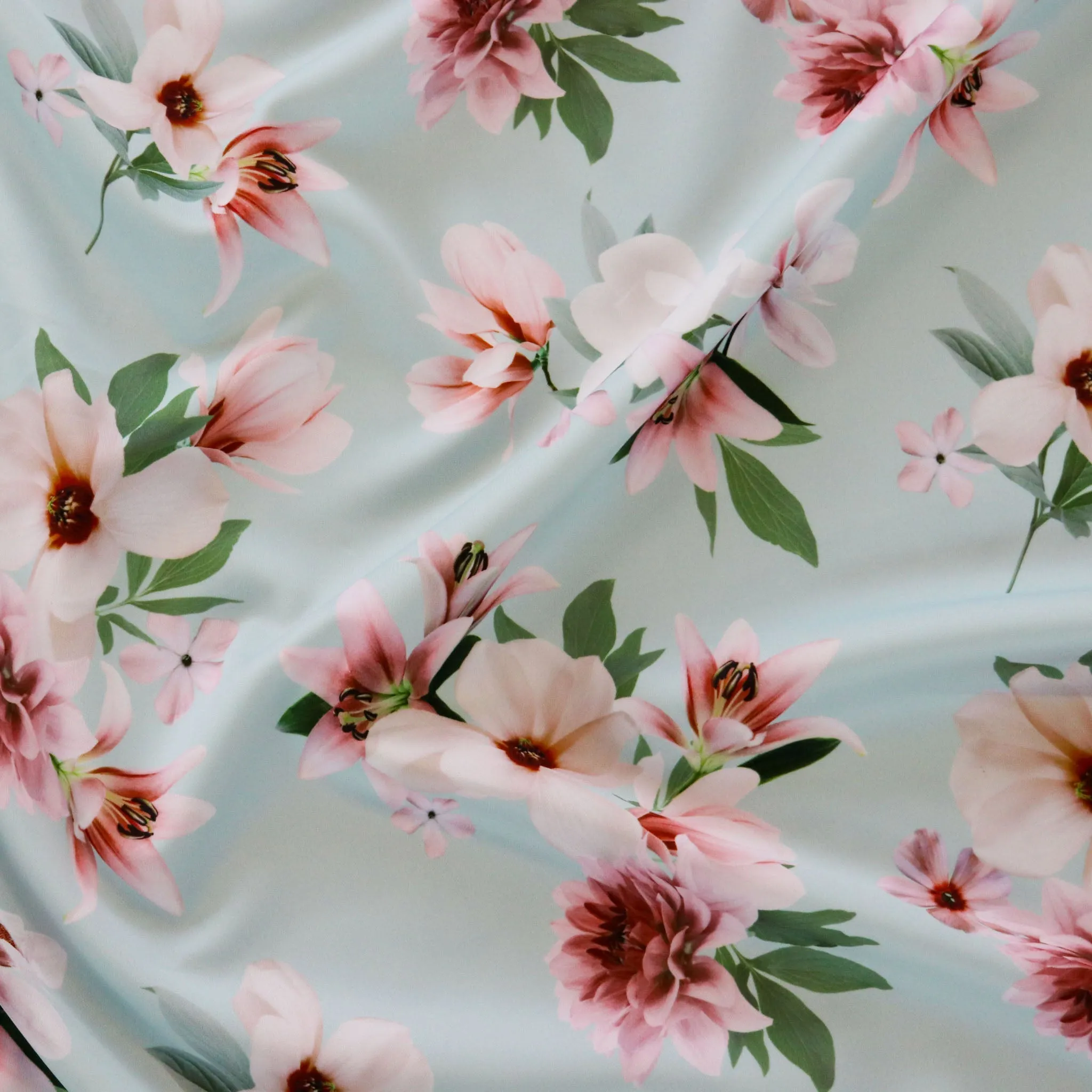 FS1181 Fresh Mint Floral Print Scuba Stretch Knit Fabric