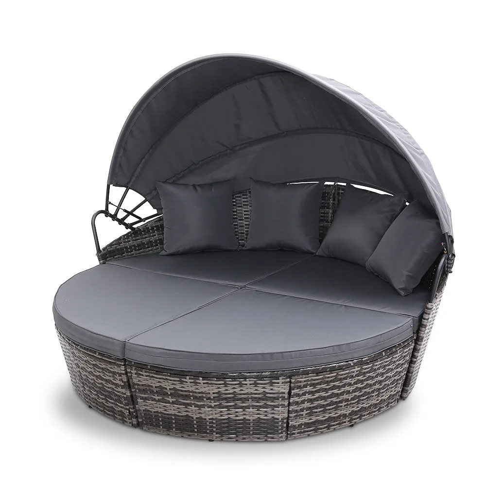 Gardeon Outdoor Lounge Setting Patio Furniture Sofa Wicker Garden Rattan Set Day Bed Grey