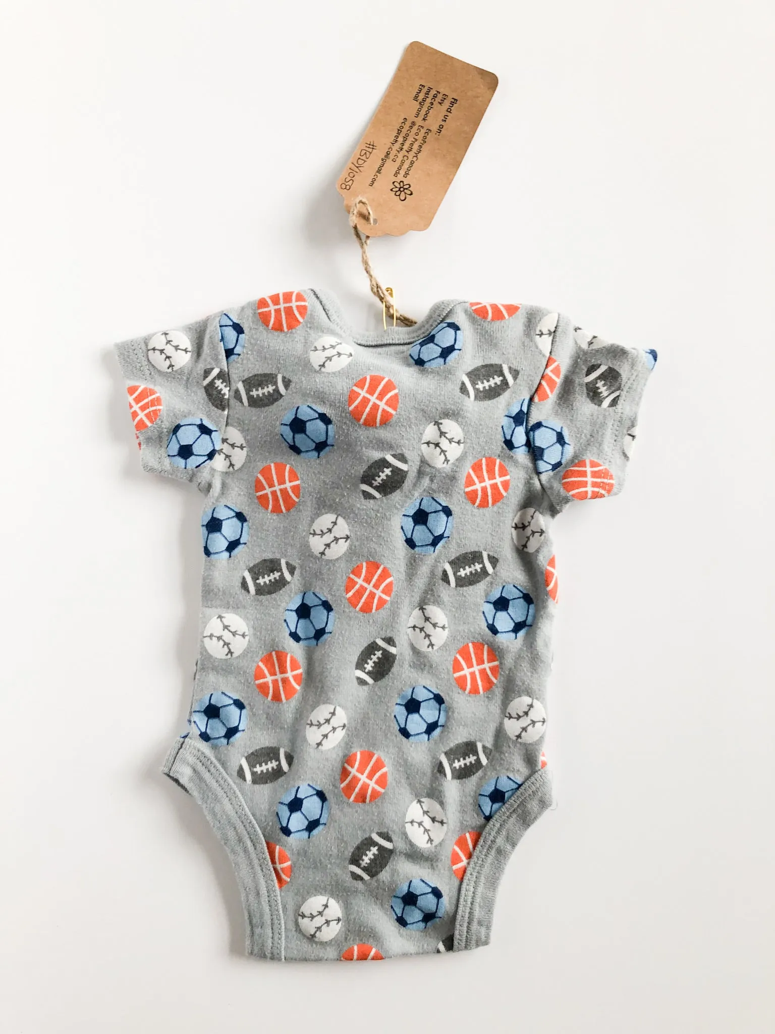 Grey Sports Suspender Bowtie Upcycled Bodysuit by Eco Pretty - Newborn