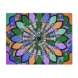 Hand-Drawn Mandala Placemat - Green-Purple-Orange, 1pc