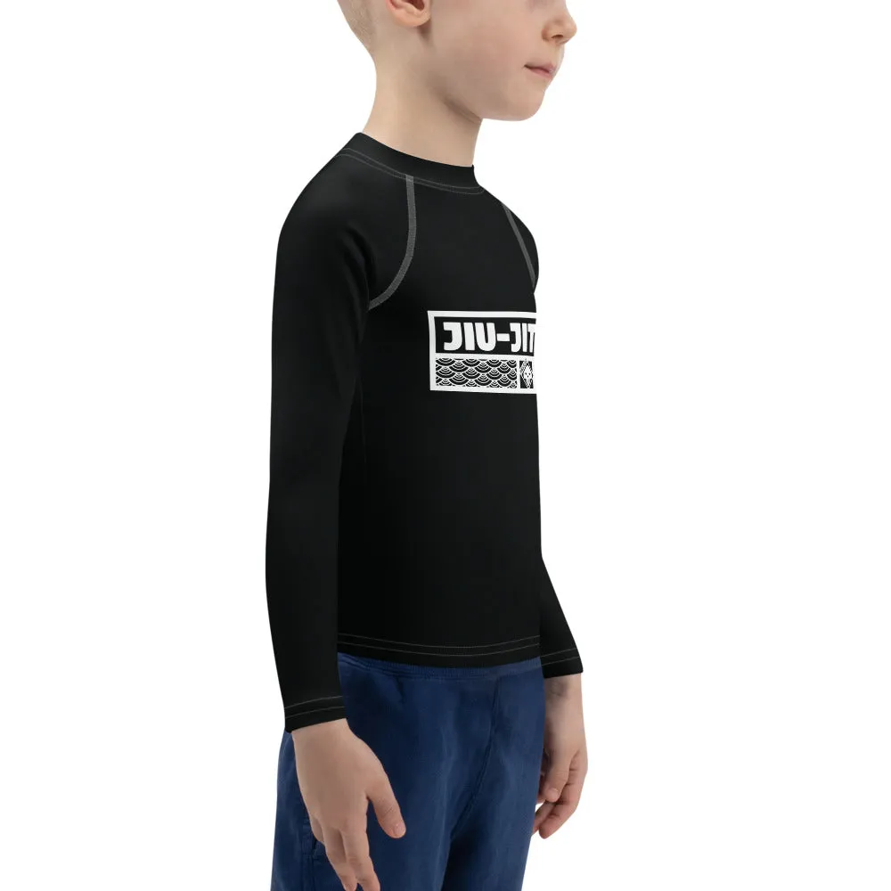 Kid's Boys Long Sleeve BJJ Rash Guard Jiu-Jitsu 015 - Noir