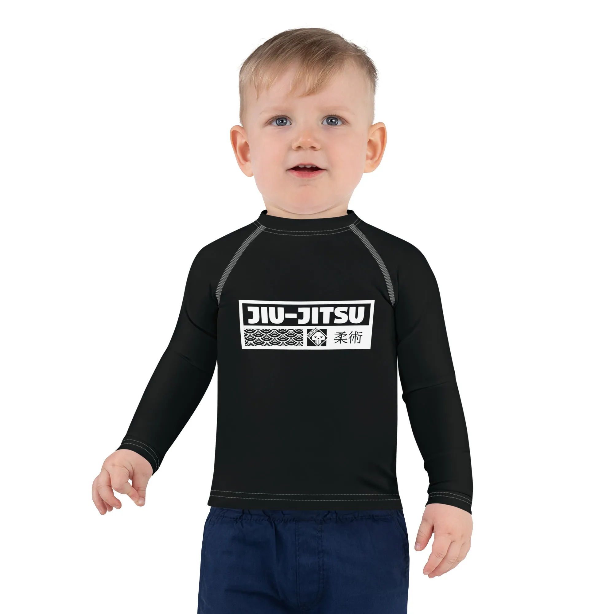 Kid's Boys Long Sleeve BJJ Rash Guard Jiu-Jitsu 015 - Noir