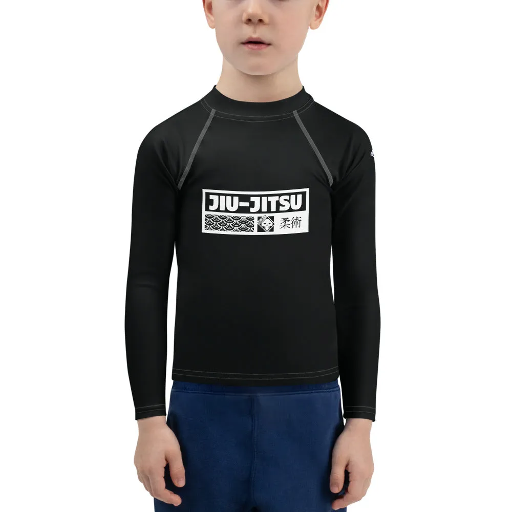 Kid's Boys Long Sleeve BJJ Rash Guard Jiu-Jitsu 015 - Noir