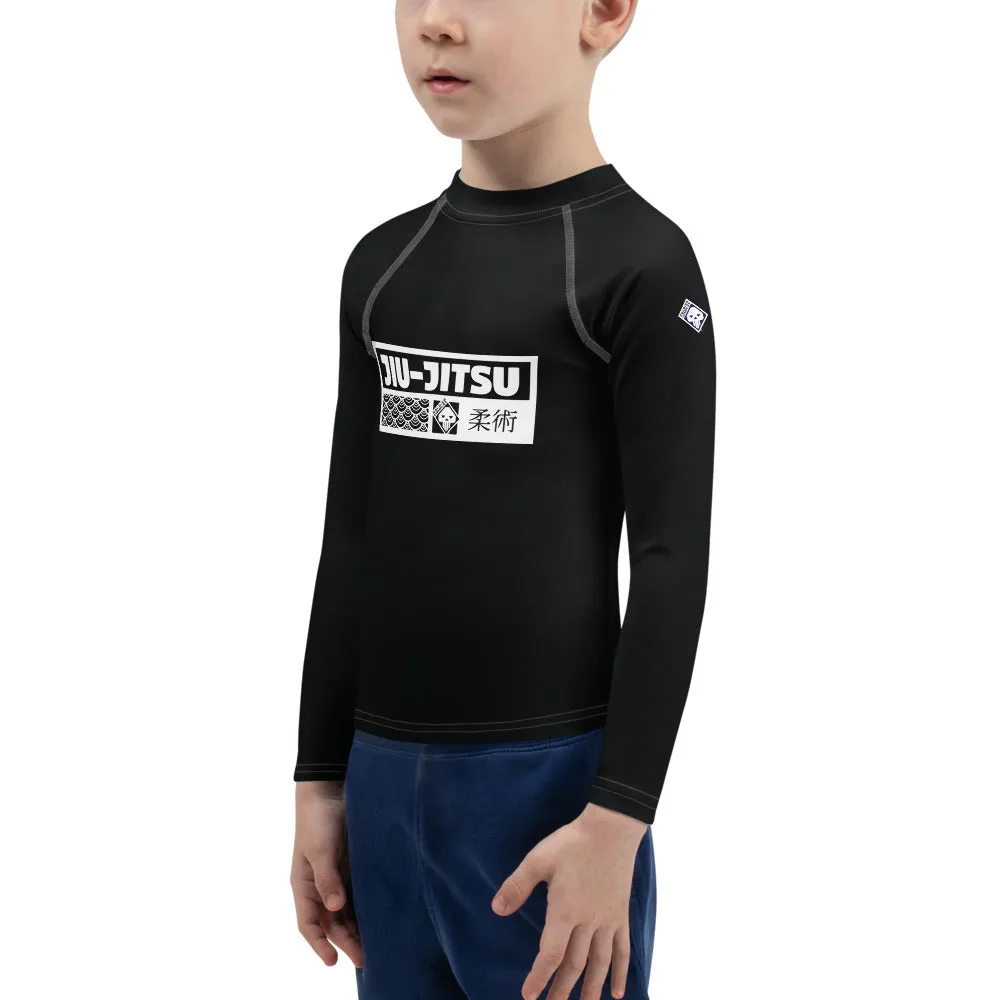 Kid's Boys Long Sleeve BJJ Rash Guard Jiu-Jitsu 015 - Noir