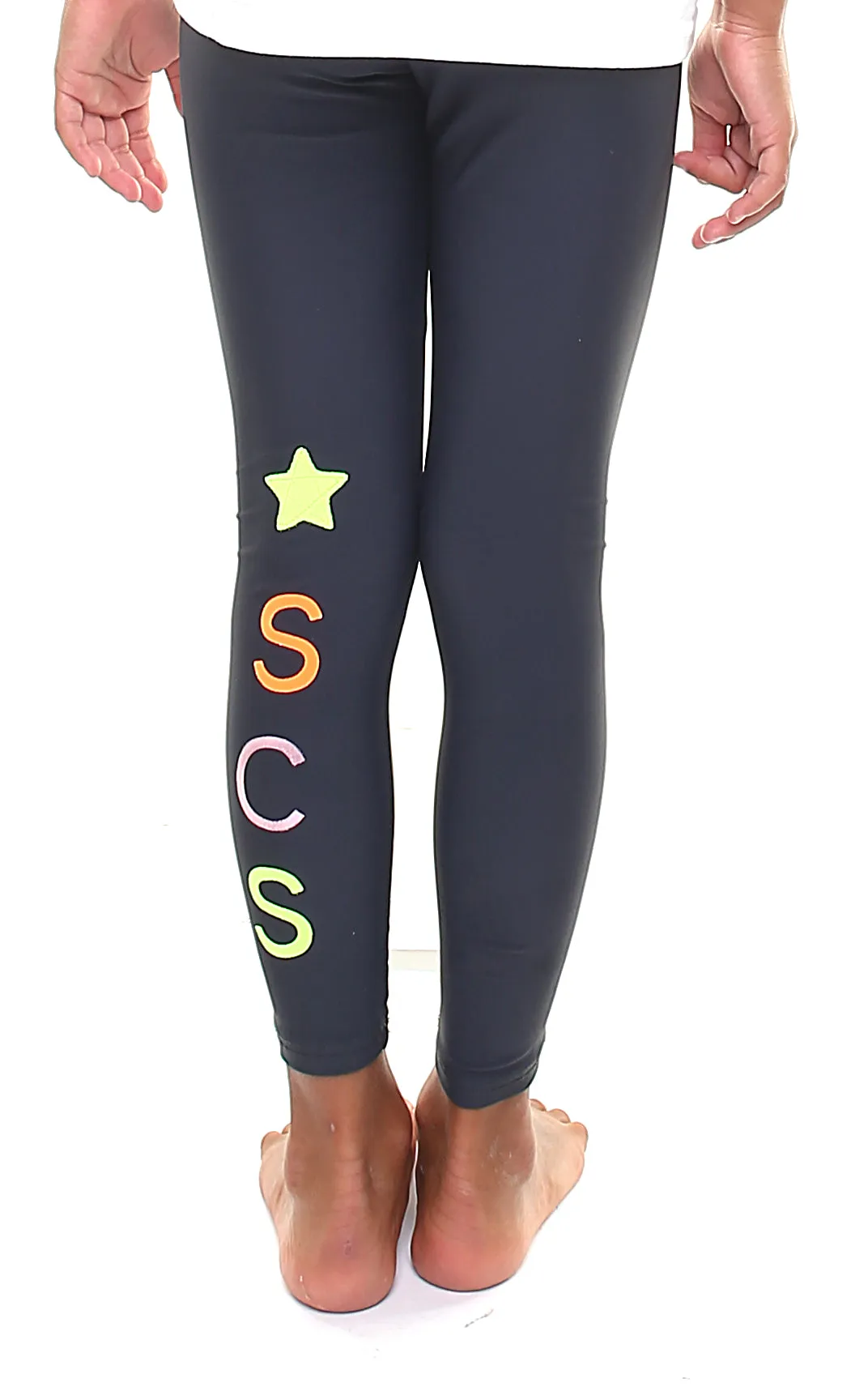 Leggings Bambina personalizzato con una stella e lettere applicate in verticale