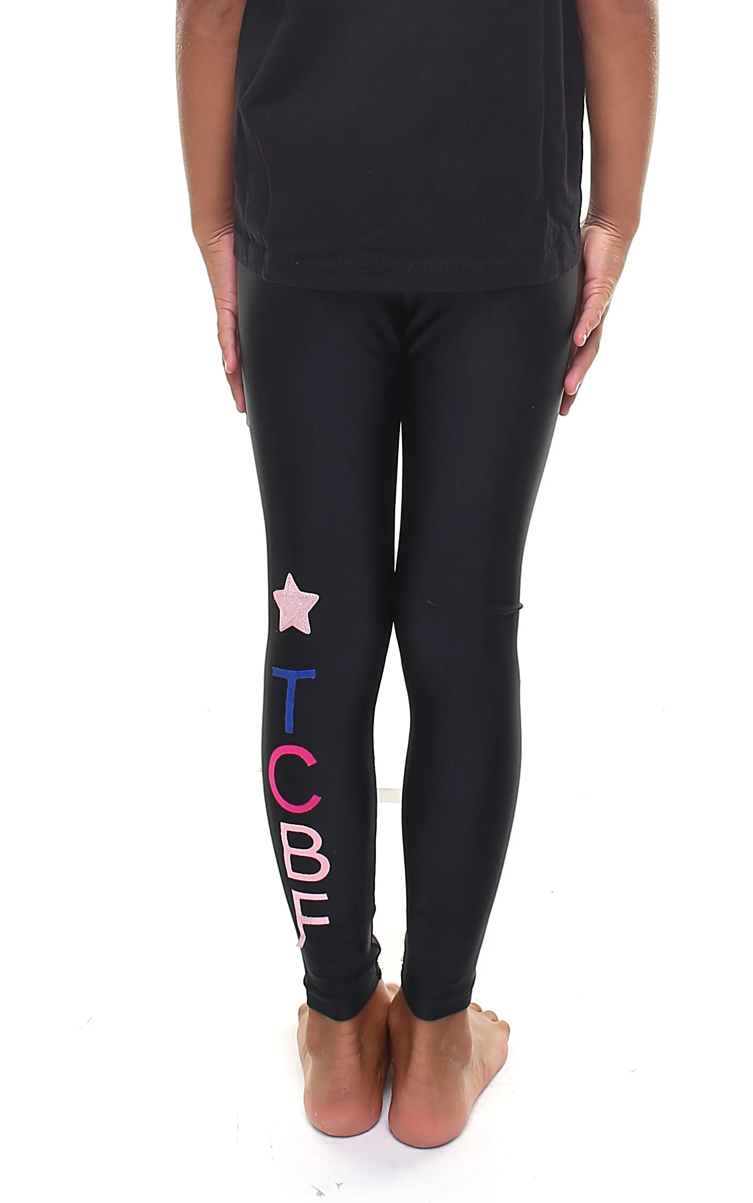 Leggings Bambina personalizzato con una stella e lettere applicate in verticale