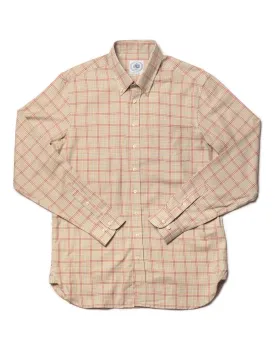 LIGHT BROWN WITH MULTI PANE COTTON/WOOL LONGSLEEVE SPORT SHIRT