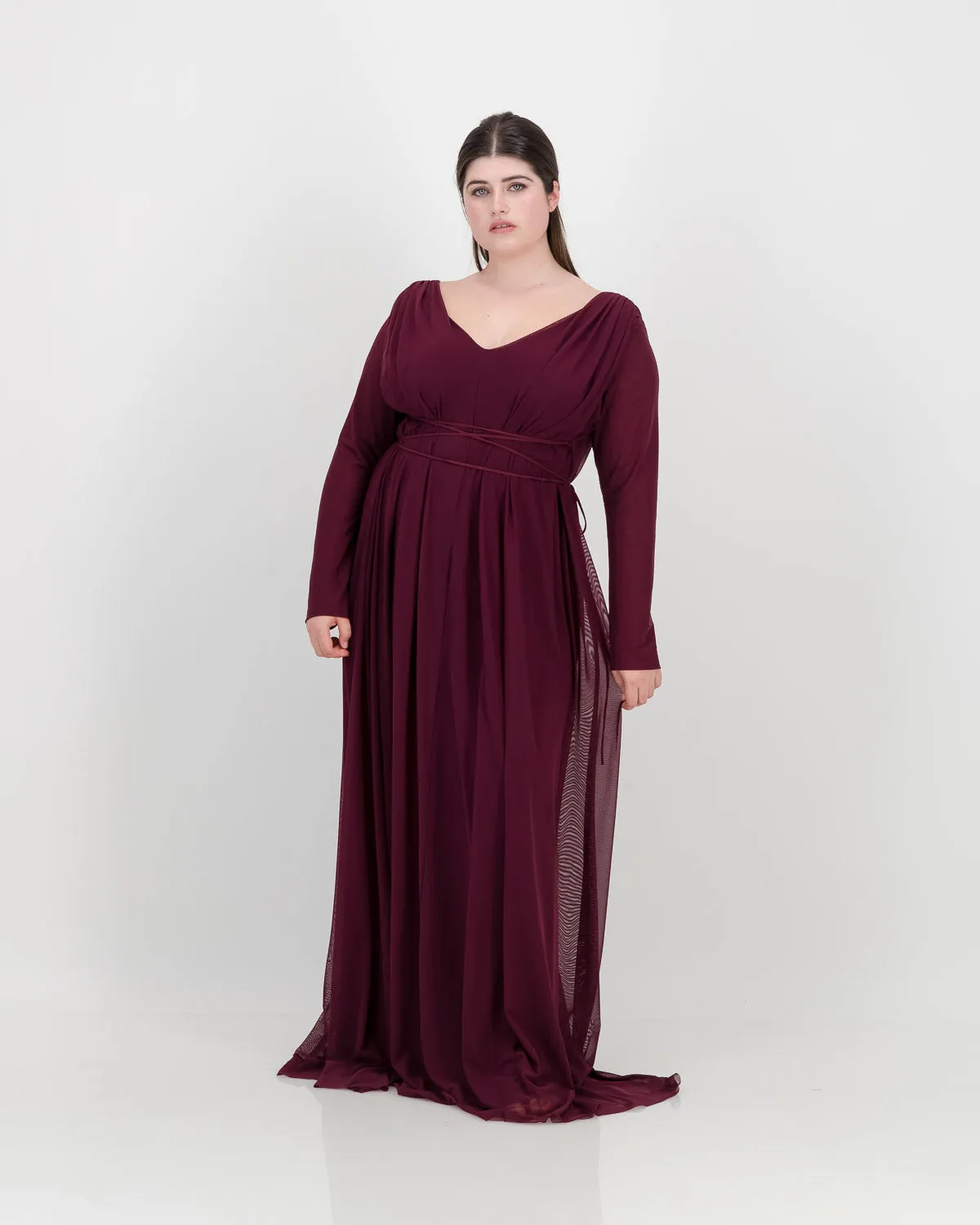 long sleeve cleo dress - burgundy