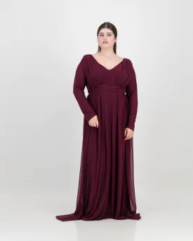 long sleeve cleo dress - burgundy