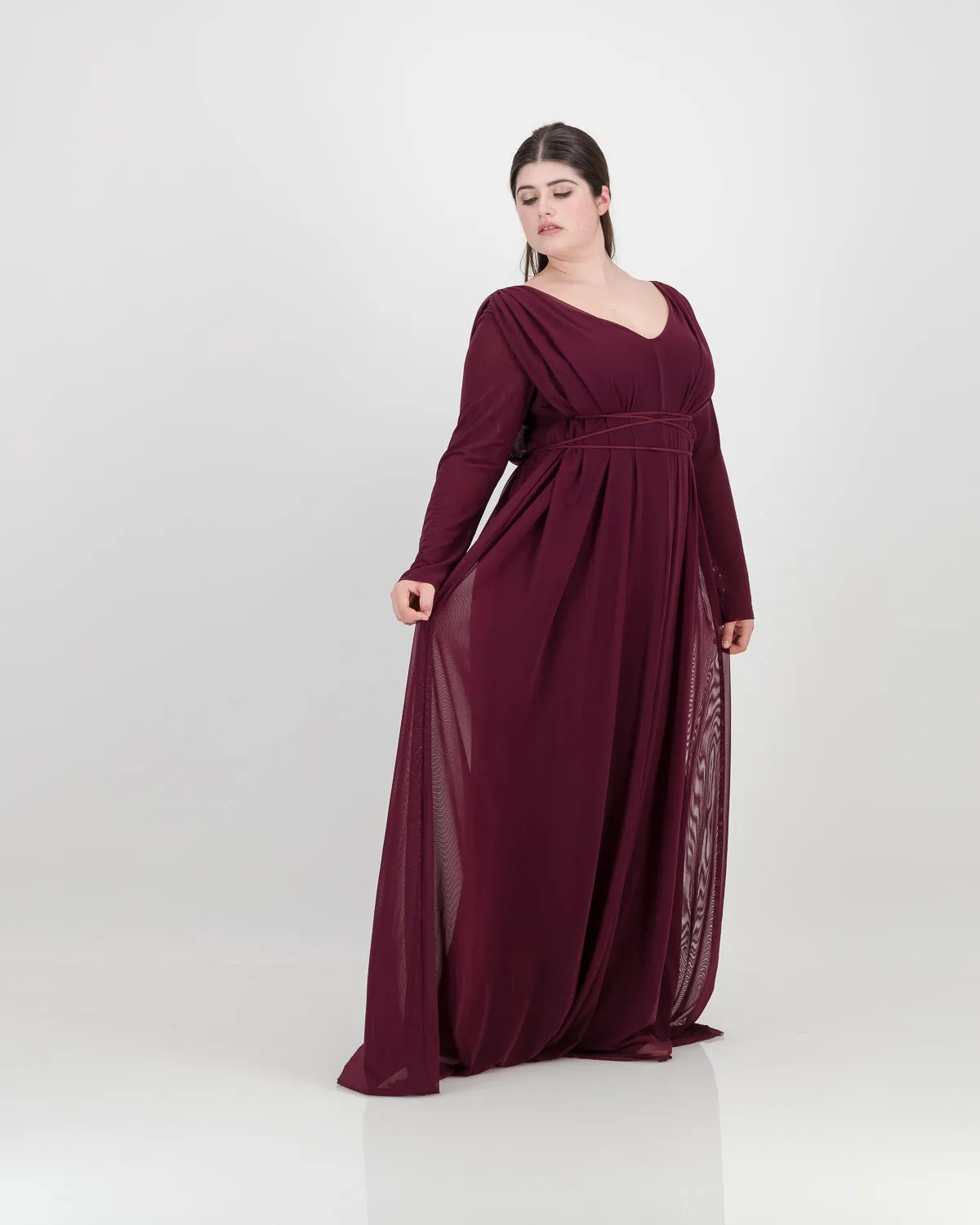 long sleeve cleo dress - burgundy