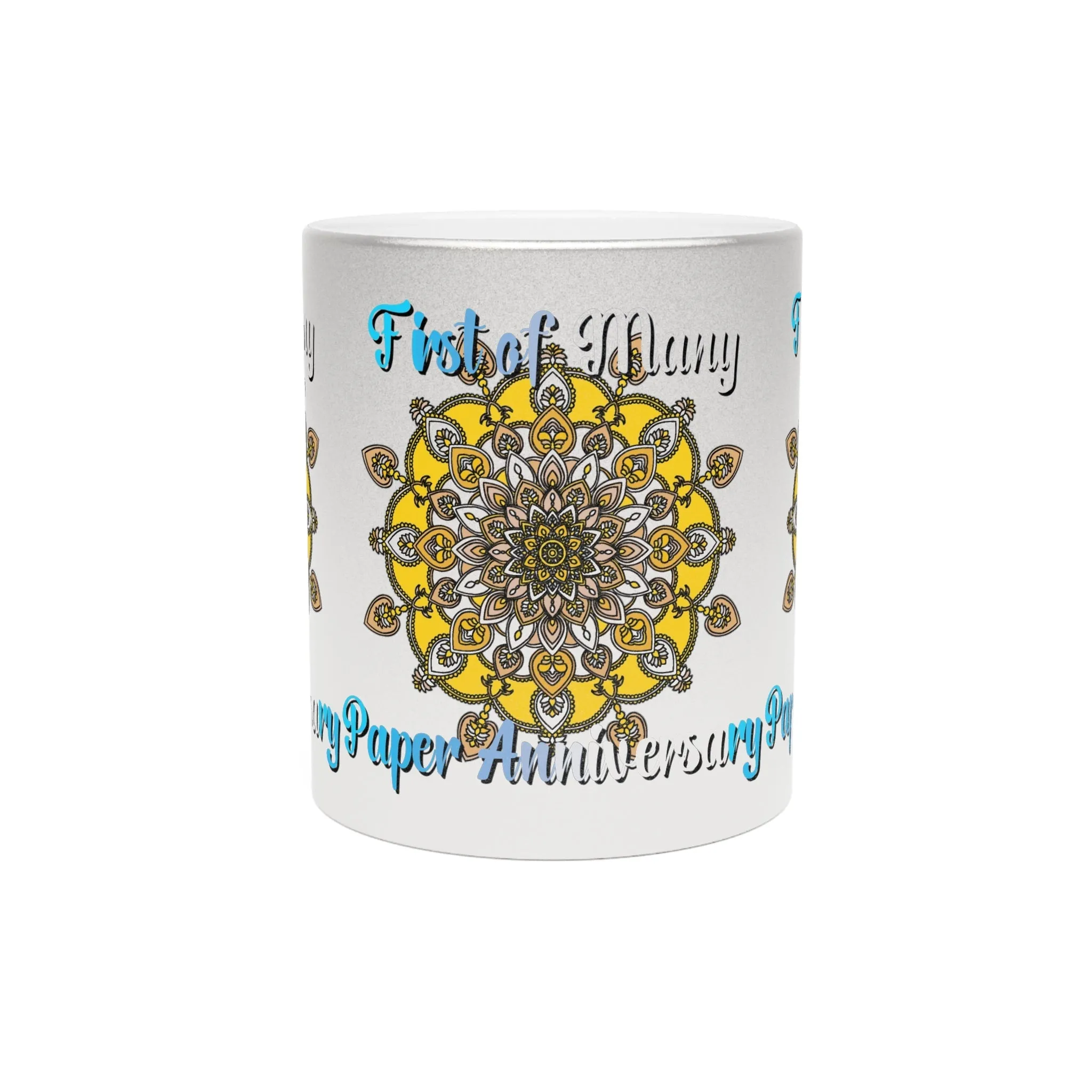 Mandala Design Metallic Mug - Handmade First Year Anniversary Gift