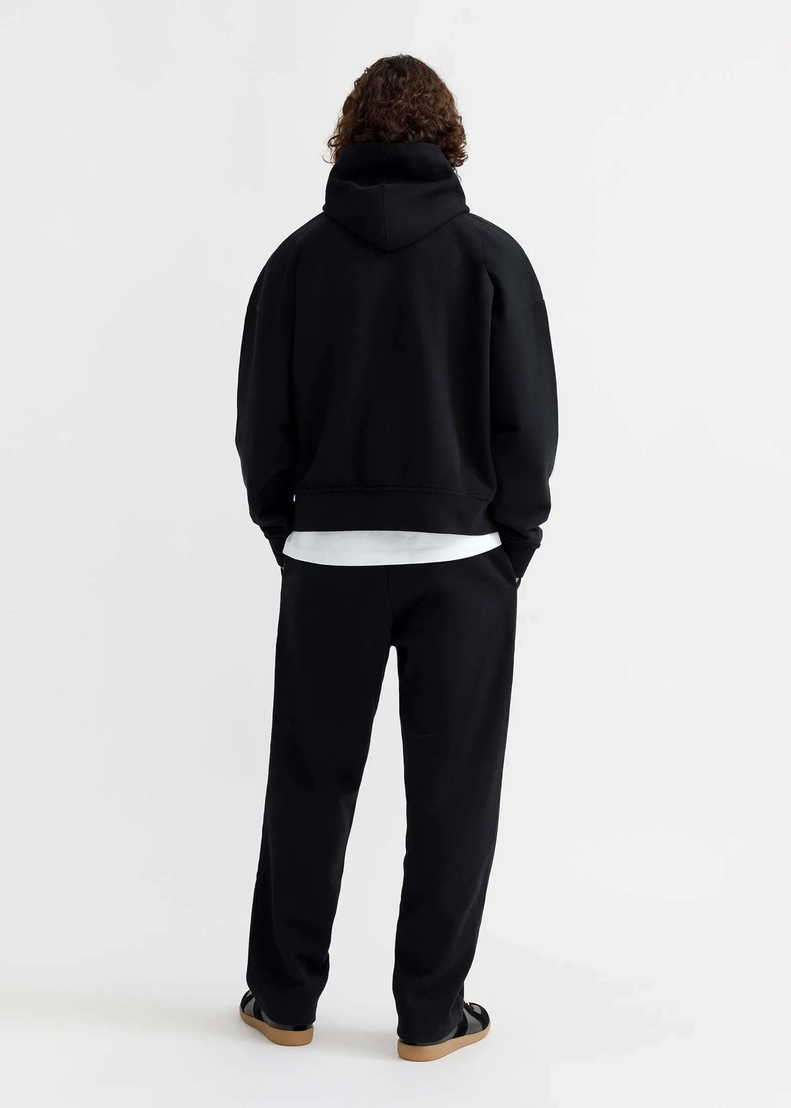 Oversized Frayed Hoodie - Black